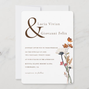 Elegant Spring Wildflowers Letter BackG Wedding Invitation