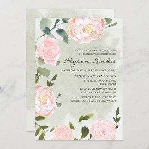 Elegant Springtime Blush Pink Floral Bridal Shower Invitation