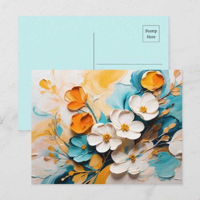Elegant Springtime Floral Oil Acrylic Postcard (Front/Back)