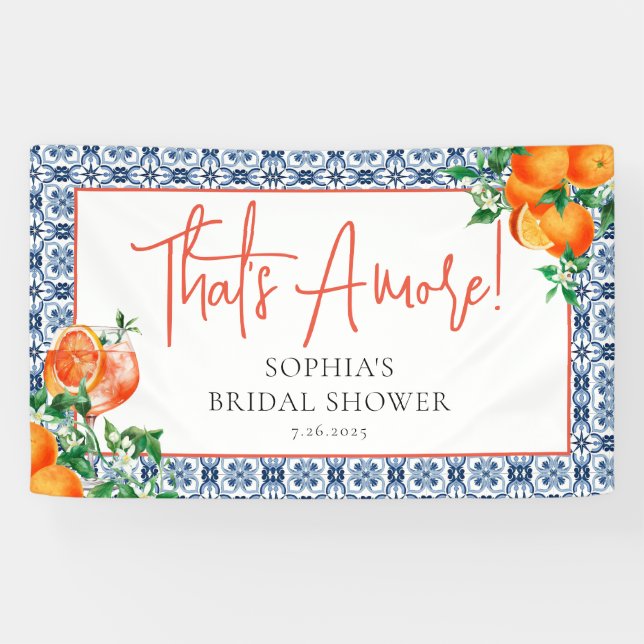 Elegant Spritz Orange Bridal Shower  Banner (Horizontal)