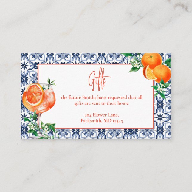Elegant Spritz Orange Details Gifts Enclosure Card (Front)
