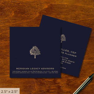Elegant Square Business Cards with Gold Tree Logo