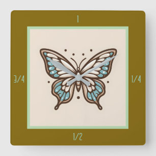Elegant Square Butterfly Wall Clock