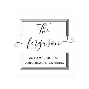 Elegant Square Family Name Return Address Rubber Stamp
