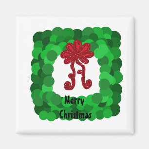 Elegant Square Green Christmas Wreath Magnet
