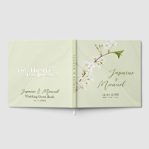 Elegant Square Green Gypsophilia Wedding Guest Book