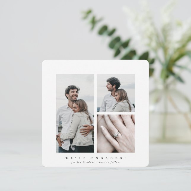 Elegant Square Multi Photo Engagement Announcement (Standing Front)