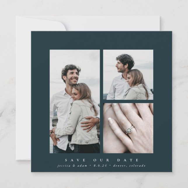 Elegant Square Multi Photo Save The Date (Front)