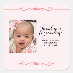 Elegant Square THANK YOU FOR COMING! Christening Square Sticker