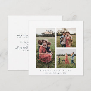 Elegant Square Triple Photo Happy New Year Holiday Card