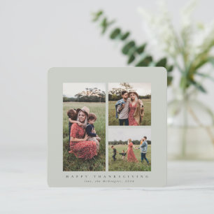 Elegant Square Triple Photo Happy Thanksgiving Card
