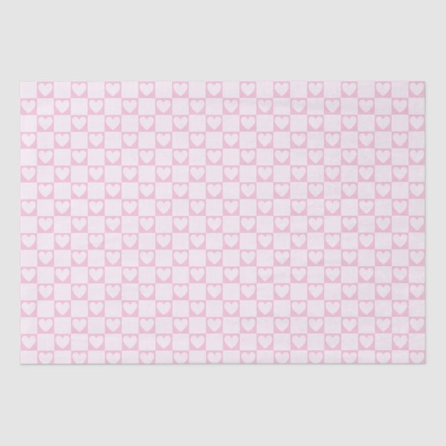 Elegant Squares of Very Soft Pink Hearts Tissue Paper (Front)