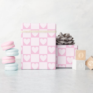 Elegant Squares of Very Soft Pink Hearts Wrapping Paper