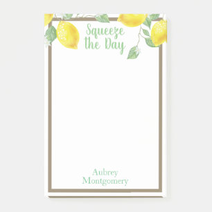 Elegant Squeeze the Day Lemons & Foliage Post-it Notes