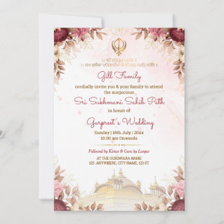 Elegant Sri Sukhmani Sahib Path & Wedding Invite