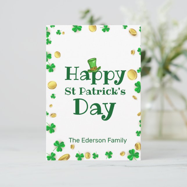 Elegant St. Patrick’s Day Greeting Card  (Standing Front)