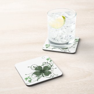 Elegant St. Patrick's Day Shamrock Design Art Coaster