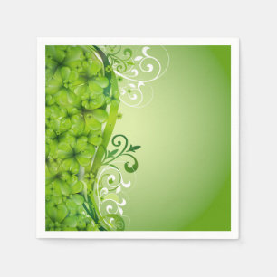 Elegant St. Patrick's Day Shamrocks and Scrolls Napkin