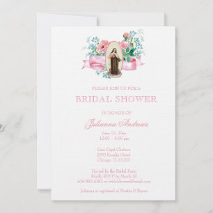 Elegant St. Therese Floral Catholic  Bridal Shower Invitation