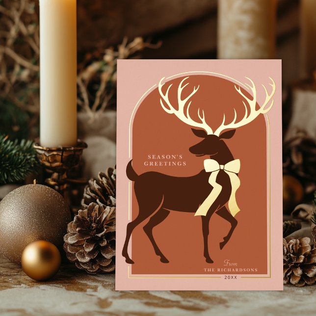 Elegant Stag Gold Foil Holiday Card (Shown on a 5" x 7" card with gold foil)
