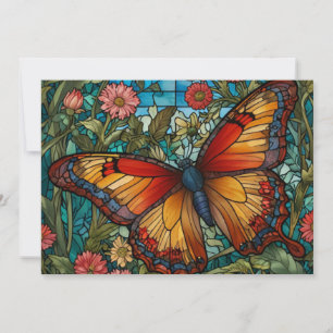 Elegant stain glass butterfly garden invitation