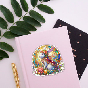 Elegant Stained Glass Art Nouveau Easter Rabbit