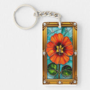 Elegant Stained Glass Artwork Key Ring