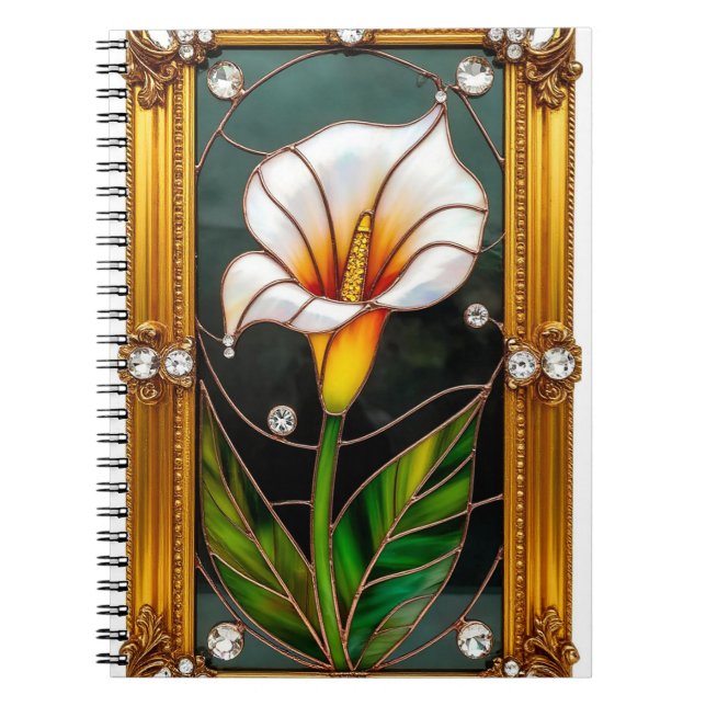 Elegant Stained Glass Artwork Notebook (Front)