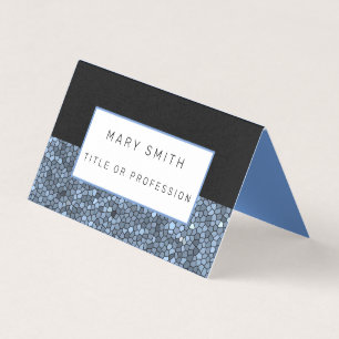 Elegant  Stained Glass Black Silver Blue Business Card