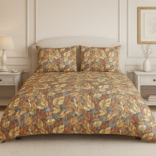 Elegant Stained Glass Fall Leaves - Rustic Autumn Pillowcase