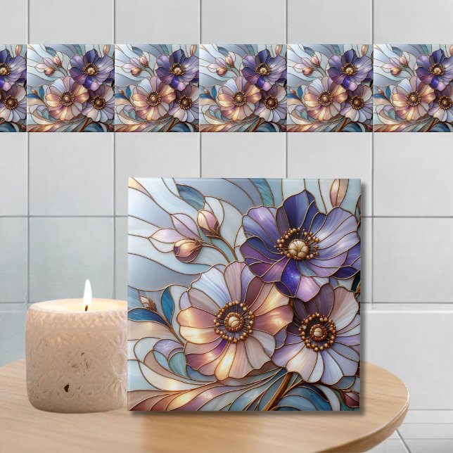 Elegant Stained Glass Floral Design in Soft Pastel Tile (Creator Uploaded)