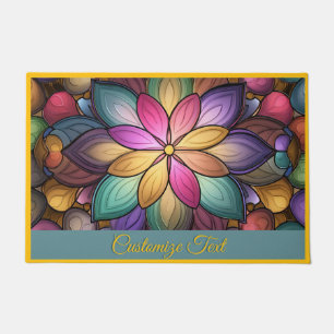 Elegant Stained Glass Floral Personalised Doormat