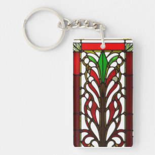 Elegant Stained Glass Panel Key Ring
