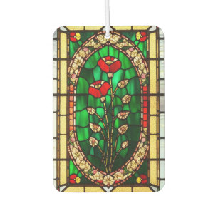 Elegant Stained Glass Red Flower Car Air Freshener
