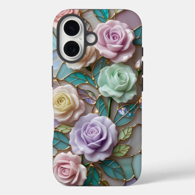 Elegant Stained Glass Roses with Soft Pastel Hues Case-Mate iPhone Case (Back)