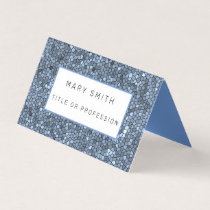 Elegant  Stained Glass Silver Blue Business Card
