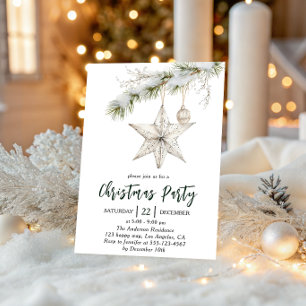 Elegant Star Christmas Party   Winter Holiday  Invitation