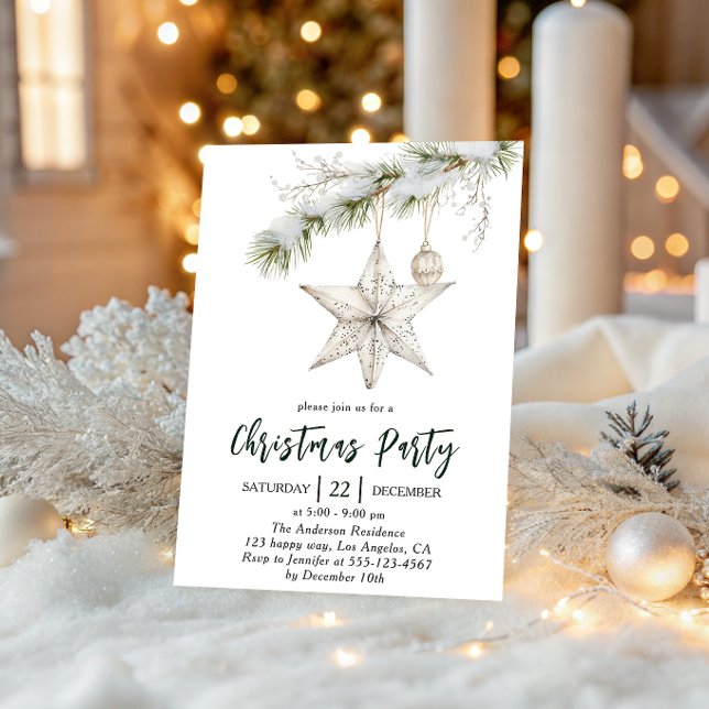 Elegant Star Christmas Party | Winter Holiday  Invitation (Creator Uploaded)