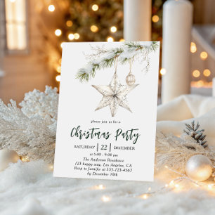 Elegant Star Christmas Party   Winter Holiday  Invitation