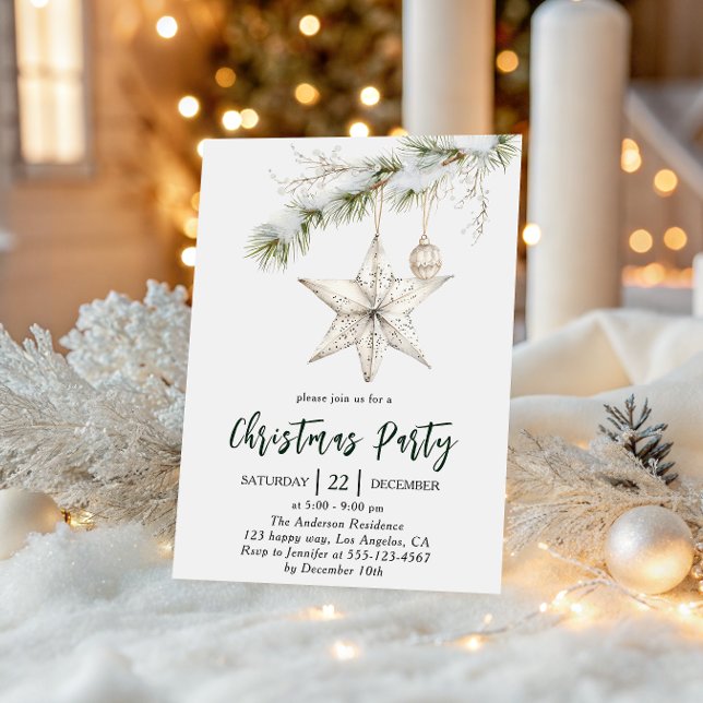 Elegant Star Christmas Party | Winter Holiday  Invitation (Creator Uploaded)