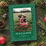 Elegant Star Frame Dark Green One Photo Holiday Card<br><div class="desc">*Customise this design using the edit tool: greeting,  background colour,  star frame colour,  and ALL text colours are all customisable! This elegant holiday photo card features a beautiful frame of delicate stars on a dark green background with a single vertical photo and classic typography.</div>
