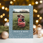 Elegant Star Frame Deep Dusty Blue One Photo Holiday Card<br><div class="desc">*Customise the colours using the edit tool - background,  star frame,  and text colours are all customisable! This elegant holiday photo card features a beautiful frame of delicate stars on a smokey blue background with a single vertical photo and classic typography.</div>