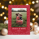 Elegant Star Frame Festive Red One Photo Holiday Card<br><div class="desc">*Customise the colours using the edit tool - background,  star frame,  and text colours are all customisable! This elegant holiday photo card features a beautiful frame of delicate stars surrounding a single vertical photo on a festive red background and classic typography.</div>