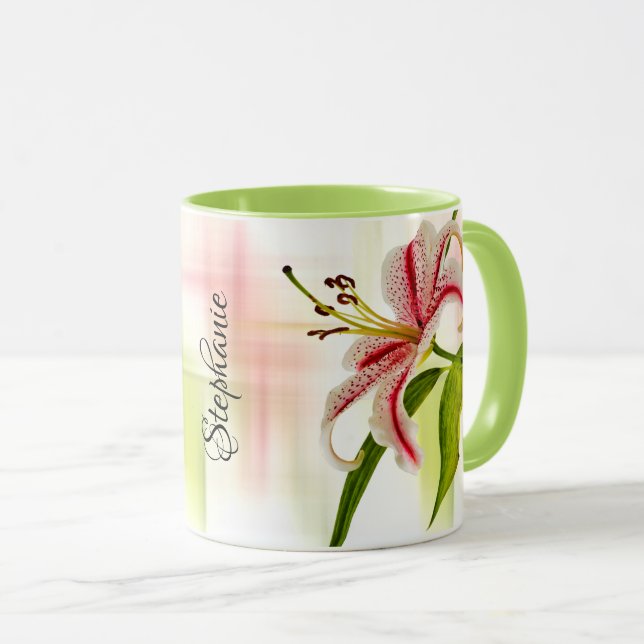 Elegant Star Lily (Stargazer) Floral Photography Mug (Front Right)