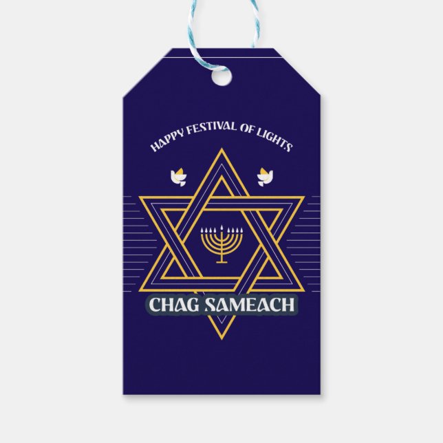 Elegant Star of David Hanukkah Gift Tag  (Front)
