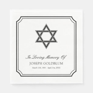 Elegant Star of David In Loving Memory Funeral Napkin
