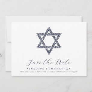 Elegant Star of David Jewish Wedding Save The Date
