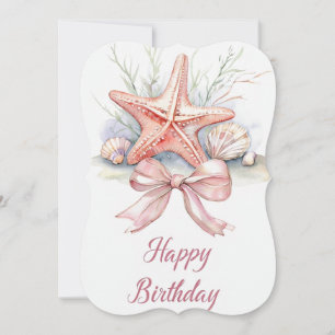 Elegant Starfish And Seashells Birthday Card