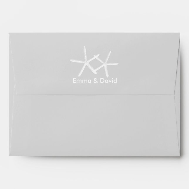 Elegant Starfish Beach Wedding Silver Envelopes (Back (Top Flap))