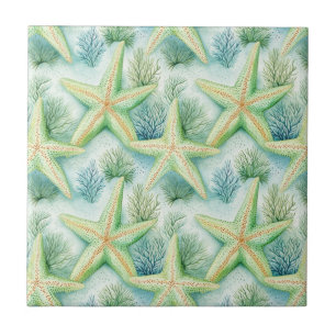 Elegant Starfish - Coastal Decor, Ocean Nautical Tile